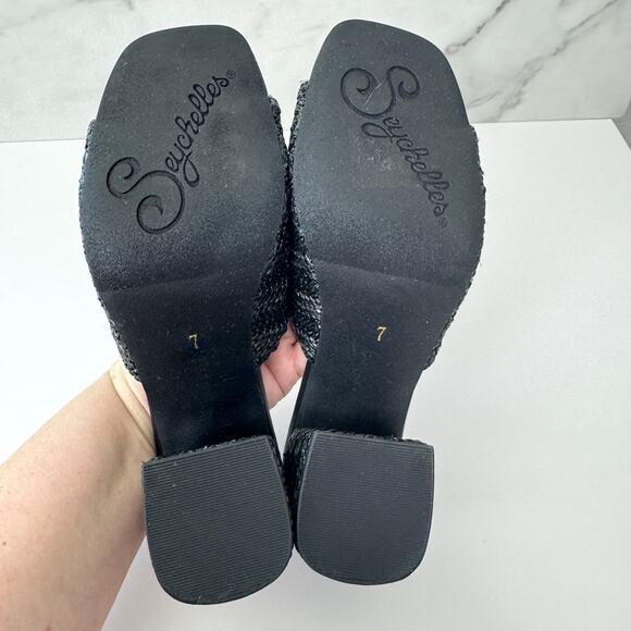 Seychelles Women Adapt Raffia Heeled Sandals Size 7 Minimal Classic Beachy Black - Picture 9 of 10